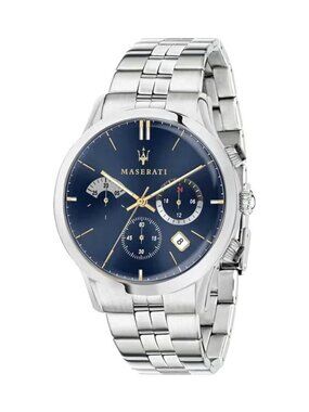 Maserati Men's Blue Dial Stainless Steel Analogue Quartz Watch R8873633001 42mm